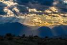 USA, California, Anza Borrego Desert State Park. God rays over mountains at sunset. Art Print